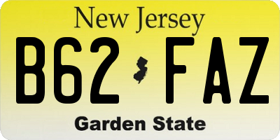 NJ license plate B62FAZ