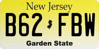 NJ license plate B62FBW