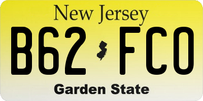 NJ license plate B62FCO