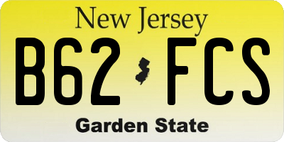NJ license plate B62FCS