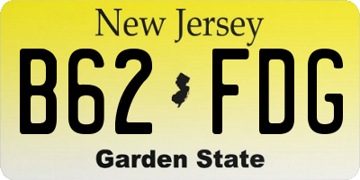 NJ license plate B62FDG