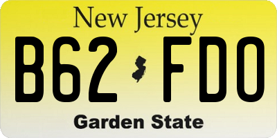 NJ license plate B62FDO