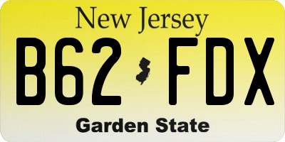 NJ license plate B62FDX