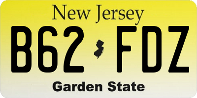 NJ license plate B62FDZ