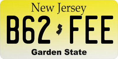 NJ license plate B62FEE
