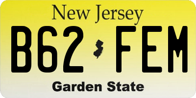 NJ license plate B62FEM