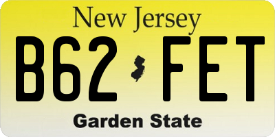 NJ license plate B62FET