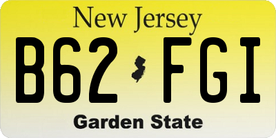NJ license plate B62FGI