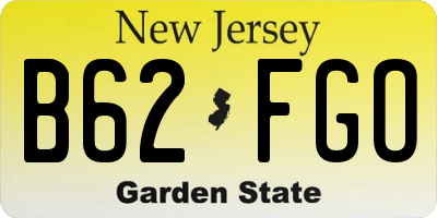 NJ license plate B62FGO