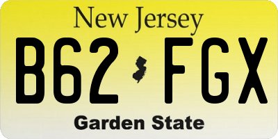 NJ license plate B62FGX