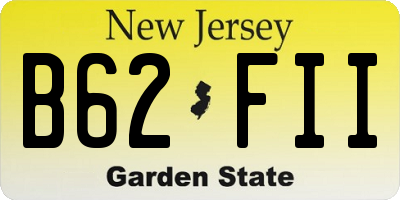 NJ license plate B62FII