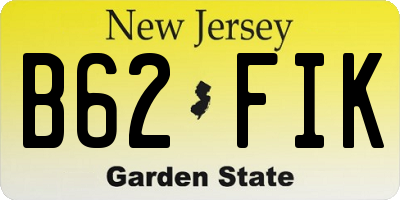 NJ license plate B62FIK