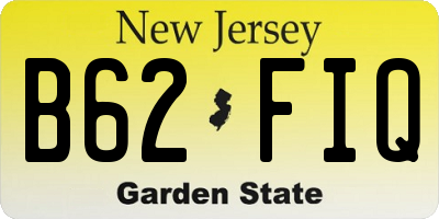 NJ license plate B62FIQ