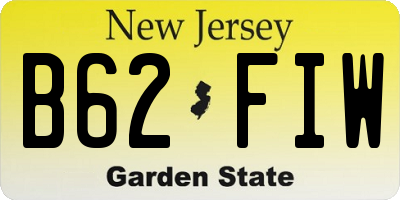 NJ license plate B62FIW
