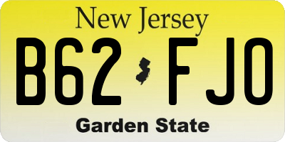 NJ license plate B62FJO