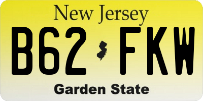 NJ license plate B62FKW