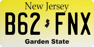 NJ license plate B62FNX