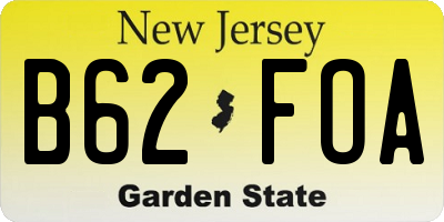 NJ license plate B62FOA