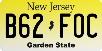 NJ license plate B62FOC