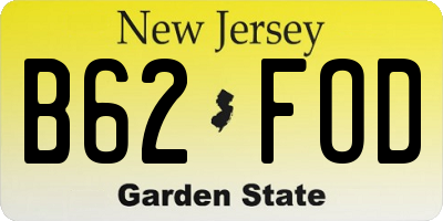 NJ license plate B62FOD