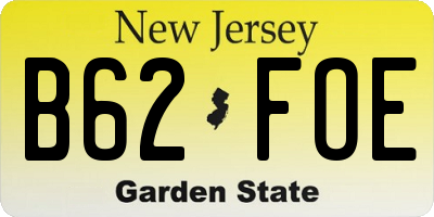 NJ license plate B62FOE