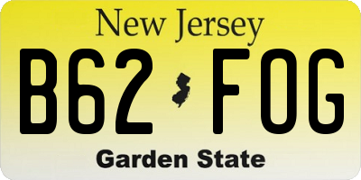 NJ license plate B62FOG