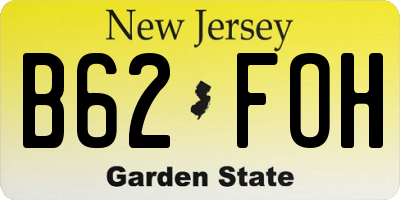 NJ license plate B62FOH