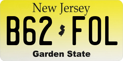 NJ license plate B62FOL