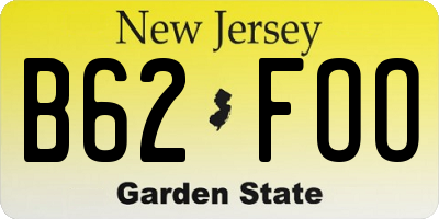 NJ license plate B62FOO