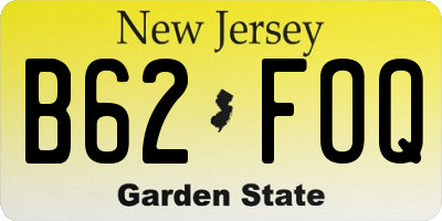 NJ license plate B62FOQ