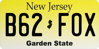 NJ license plate B62FOX
