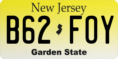 NJ license plate B62FOY