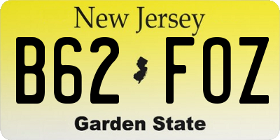 NJ license plate B62FOZ