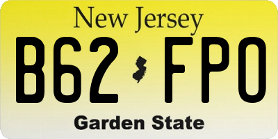 NJ license plate B62FPO