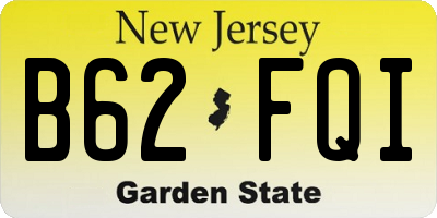 NJ license plate B62FQI
