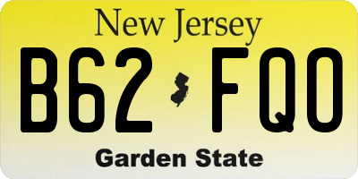 NJ license plate B62FQO