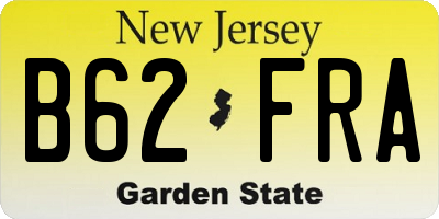 NJ license plate B62FRA