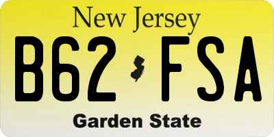 NJ license plate B62FSA