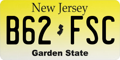 NJ license plate B62FSC
