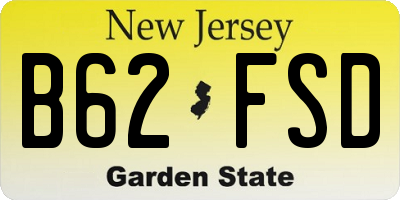 NJ license plate B62FSD