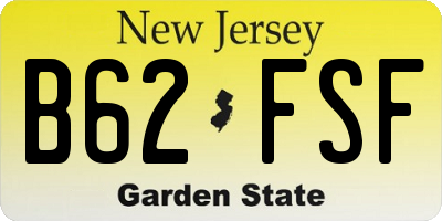 NJ license plate B62FSF