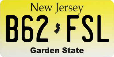 NJ license plate B62FSL