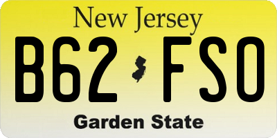 NJ license plate B62FSO