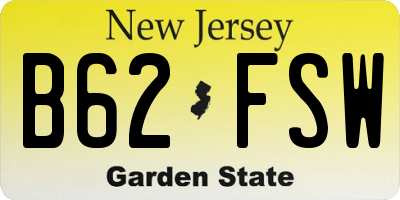 NJ license plate B62FSW