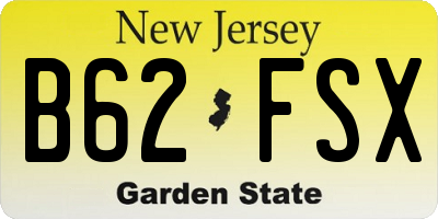 NJ license plate B62FSX