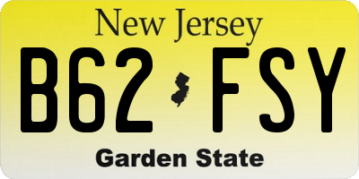 NJ license plate B62FSY
