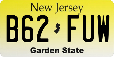 NJ license plate B62FUW