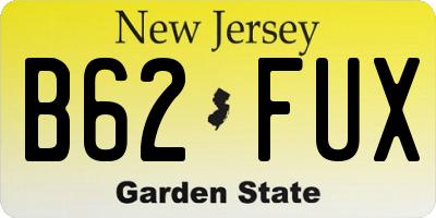 NJ license plate B62FUX