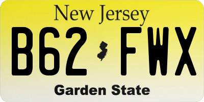 NJ license plate B62FWX