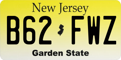 NJ license plate B62FWZ